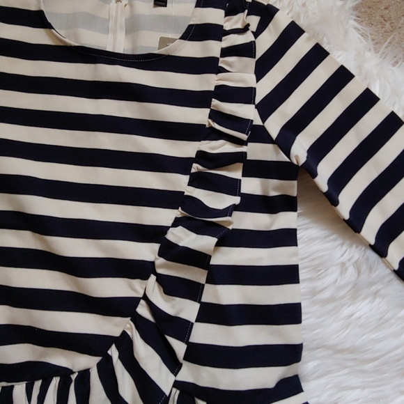 J. Crew Asymmetrical Stripped Ruffle Top - Picture 5 of 7